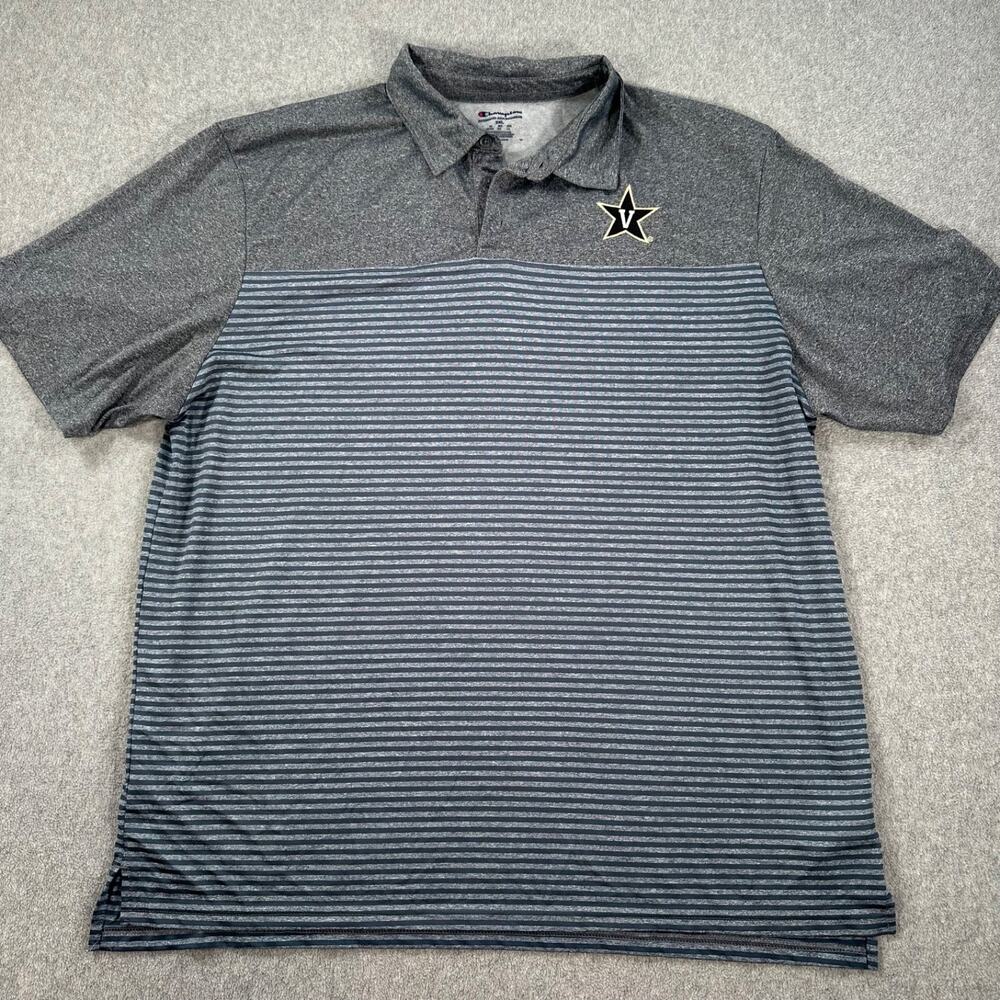Vanderbilt Champion Short Sleeve Polo Shirt Men's 2XL Gray Blue Stripe